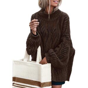 Stylish Oversized Fall Sweater with Crochet Detailing - Perfect for Layering